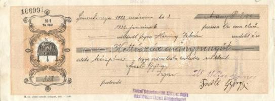 Budapest 1931-37. 8db klf Törökszentmiklóson Simontornyán, Szegeden kitöltött váltó, egyiken "É...