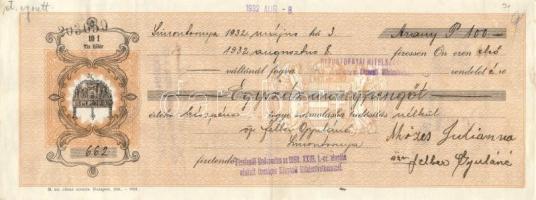 Budapest 1931-37. 8db klf Törökszentmiklóson Simontornyán, Szegeden kitöltött váltó, egyiken "É...