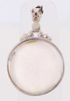 Kézzel faragott, egyiptomi istent ábrázoló, art deco csontmedál korallal, ezüst (Ag) foglalatban / 
...