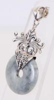 Ezüst (Ag) medál jádéval / 
Silver pendant with jade stone, 5cm, br: 9,23gr