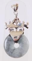 Ezüst (Ag) medál jádéval / 
Silver pendant with jade stone, 5cm, br: 9,23gr