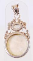 Ezüst (Ag) medál kézzel faragott csont virággal és labradorittal / 
Silver pendant with hand carved ...