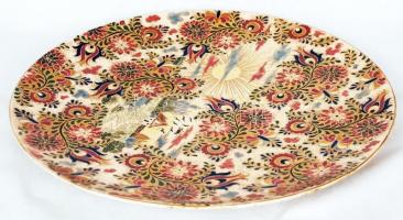 Cca 1880, Fischer nagy dísztál, kézzel festett, fajansz, jelzett, hibátlan, d:42 cm