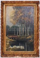 Jelzés nélkül: Erdő részlet. Olaj, vászon, régi keretben lepattanásokkal 56×41 cm