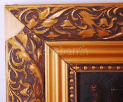 Bende Jánosné, Kovacsev Friderika (1891-1975): A zongoránál. Olaj, vászon, jelzett, régi keretben le...