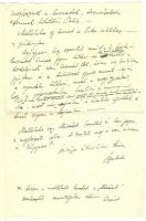 cca 1920 Lyka Károlynak szóló kézzel írt levél Szabolcs aláírással, melyben klf. cikkekről rendelkez...