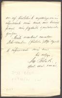 1891 Sass Béla egyházi író, egyetemi tanár Mélyen tisztelt Tanár Úr! megszólítású levele. 2 beírt ol...