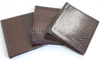 3db műbőr gyűrűs berakó pénzérmékhez, 9/10 berakólappal, újszerű állapotban