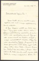 1934 Klemm Antal nyelvész, finnugrista saját kézzel írt  Főtisztelendő Esperes Úr megszólítással kezdődő levele, melyben a Peer helység nevének eredetéről értekezik. Egy beírt oldal