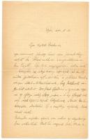 1894 Fischer Gyula dohány-utcai főrabbi saját kézzel írt levele Igen tisztelt doktor Úr! megszólítás...