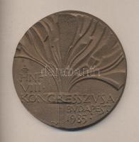 1985. "A HNF VIII. Kongresszusa Budapest" Br nagyalakú plakett (103mm) szignó: EM T:2
