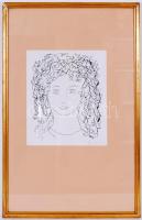 Iván Szilárd (1912-1988): Daphné. Tus, papír, jelzett, üvegezett keretben, 64x43cm