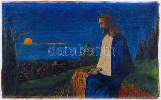 Schneider István: Jézus az Olajfák hegyén 1939. Olaj, vászon, jelzett, 48×80 cm