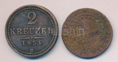 Ausztria/magyar verdejel 1812B 1Kr + 1851B 2Kr T:2-,3