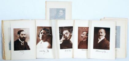cca 1920 11db heliogravür híres magyar személyiségek portréival (könyvmelléklet), 20x13cm