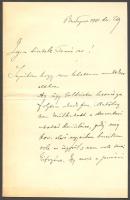 1901 Hatala Péter orientalista saját kézzel írt levele 2 beírt oldalon