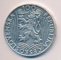 Csehszlovákia 1949. 100K Ag "Sztálin" T:2/2- Czechoslovakia 1949. 100 Korun Ag "Stalin" C:XF/VF