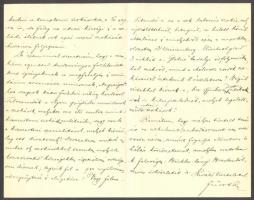 1908 Fürst Aladár irodalmár levele Lyka Károlyhoz? Igen tisztelt Tanár Úr! megszólítással, melyben K...