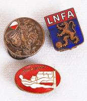 Három darab gomblyuk jelvény: LNFA, Ajax, Memosz