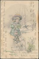 Christmas, girl with a dog (EB)