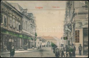 Lugos Deák street leporellocard with synagogue (Rb)