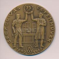 1967. Csepel Vas- és Fémművek 75 éves jubileum Br emlékplakett (60cm) T:1