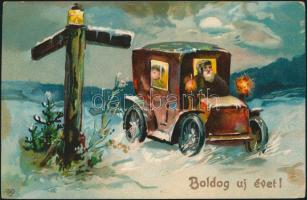 New Year, automobile, litho (fl)