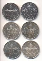 1992-94. 200Ft Ag "MNB" / "Deák" (6x) T:1-,2