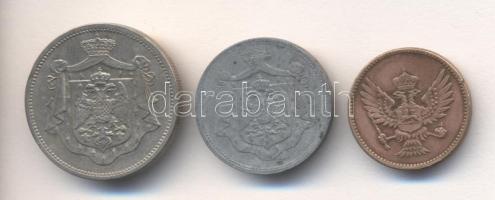 Montenegró 1913. 2P + Jugoszlávia 1920. 10P + 25P T:2,2-,3 Montenegro 1913. 2 Pare + Yugoslavia 1920. 10 Para + 25 Para C:XF,VF,F