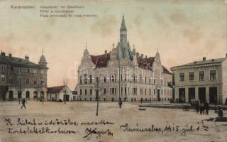 Karánsebes Main square, Town Hall, Café Central (small tear)