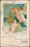 Christmas, angels litho