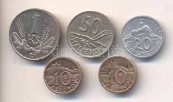 Szlovákia 1939-42. 10h + 10h + 20h + 50h + 1K T:2,2-
Slovakia 1939-42. 10 halierov + 10 halierov + 2...