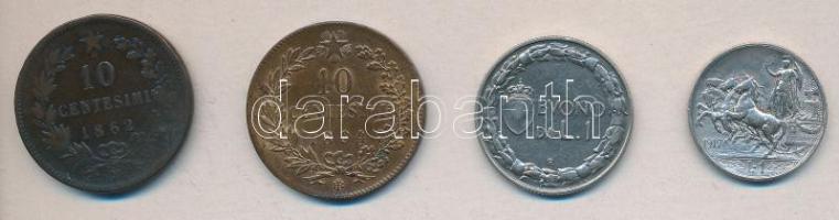 Olaszország 1862. 10c + 1894. 10c + 1917. 1L Ag + 1922. 1L  T:2,2-,3
Italy 1894. 10 Centesimi + 1894...
