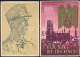 2 db régi NS propaganda motívumlap (az egyik nem képeslap)