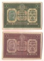 Olaszország/Velence/osztrák-magyar megszállás 1918. 1L + 2L T:II-,III Italy/Venice/Austrian-Hungarian occupation 1918. 1 Lira + 2 Lire C:VF,F