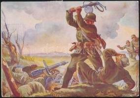 3 db katonai tematikájú művészlap a második világháború idejéből