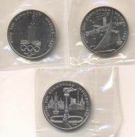 Szovjetunió 1977-80. 1R (3x) klf olimpiai emlékveret T:1 Soviet Union 1977-80. 1 Ruble (3x) different Olympics coins C:Unc