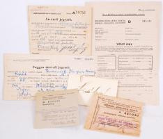 cca 1940-1950 6db nyomtatvány a Közellátási Hivatalból