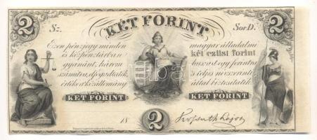 1852 Emigrációs "Kossuth bankó" 2Ft keltezés nélkül "D" jobb ívszéllel T:II