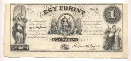 1852 Emigrációs "Kossuth bankó" 1Ft keltezés nélkül "D" ívszélekkel T:I