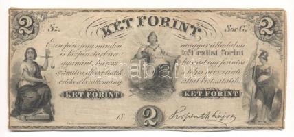 1852 Emigrációs "Kossuth bankó" 2Ft keltezés nélkül "G" T:III