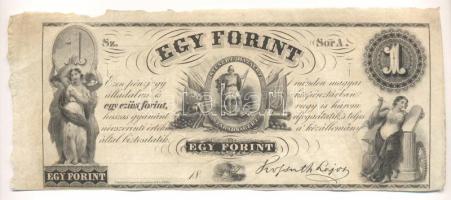 1852 Emigrációs "Kossuth bankó" 1Ft keltezés nélkül "A" ívszélekkel T:II