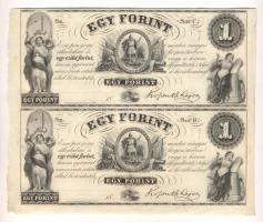 1852 Emigrációs "Kossuth bankó" 1Ft (2x) keltezés nélkül "C" és "D" ívben T:I-(enyhe sarokhajlás)