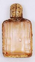 Parfümös üvegcse tűgobelin és réz díszítéssel / 
Vintage perfume glass, 5x3cm