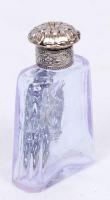 Régi parfümös üvegcse fém- és kődíszekkel / 
Vintage perfume glass, 7,5x4cm