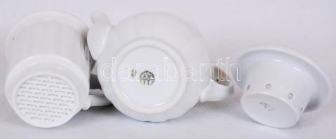 Schlaggenwald porcelán teakiöntő és szűrő /  German porcelain tea kettle and filter, 14cm, 9cm