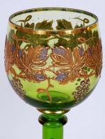 Egy pár, szőlőindákkal díszített, aranyozott boroskupa / 
A pair of decorative gold plated wine glas...