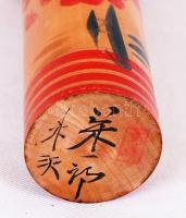 Kézzel festett, jelzett japán fababa / 
Hand painted Japanese wooden puppet, 25cm