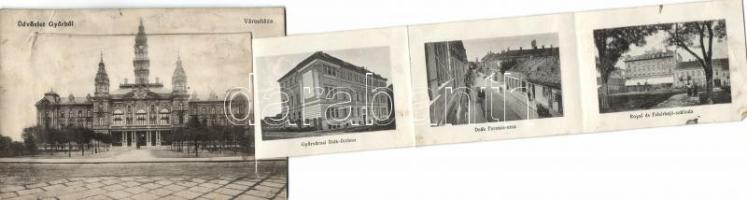 Győr leporello, vasútállomás, Városháza, Royal és Fehérhajó szálloda