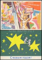 36 db modern, többnyire használatlan szovjet üdvözlő és propaganda lap